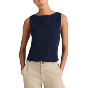 Madewell Ribbed Crewneck Shell Top in Midnight Navy